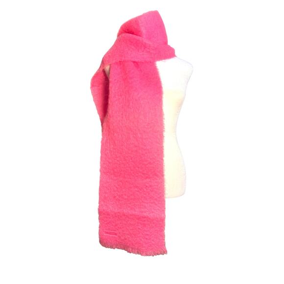 Vintage Joesph Magnin Chunky Bubblegum Pink Mohair Wool Scarf Shawl Wrap England - Picture 2 of 7